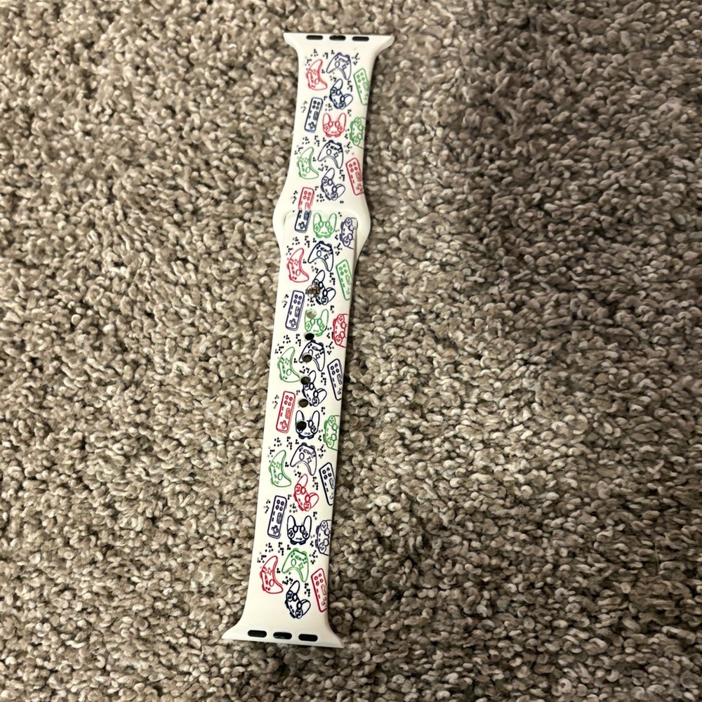White Silicone Wristband with Multicolor Icon Print